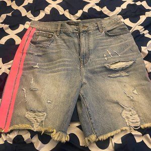 Amiri Pink Denim Thrasher Track Shorts